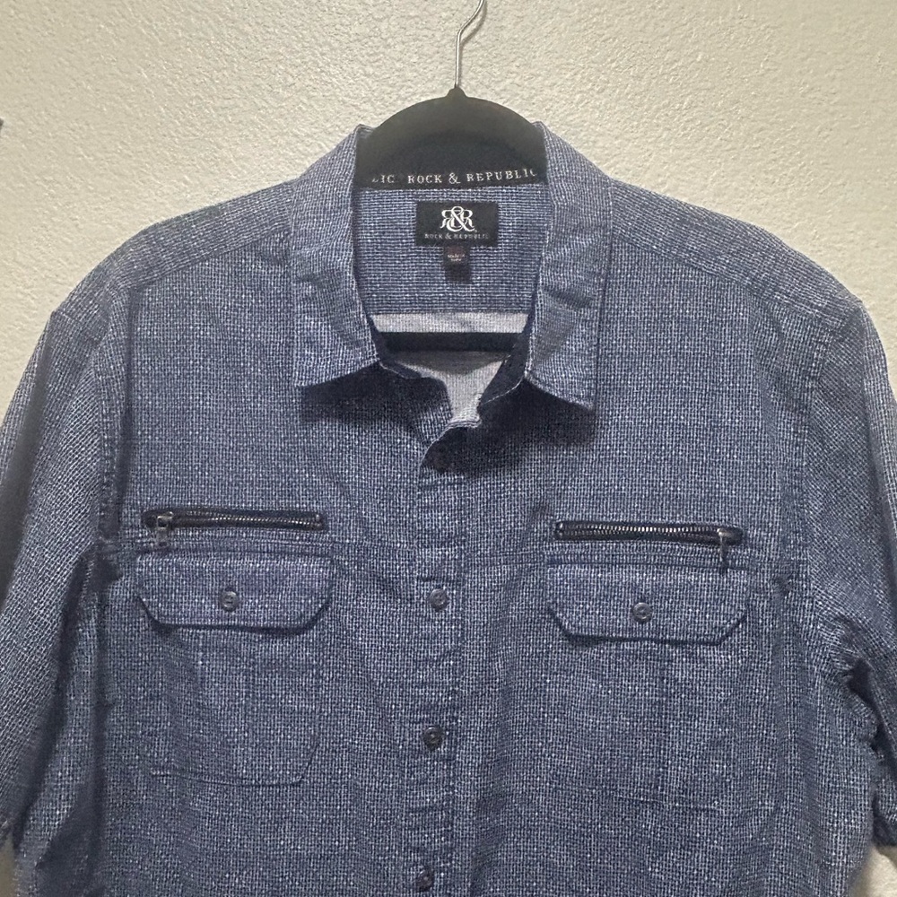 Rock & Republic Blue Patterned Button-Up